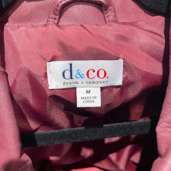 Denim & Co Merlot, Burgandy genuine leather button Jean Jacket gorgeous!Medium - Picture 4 of 11